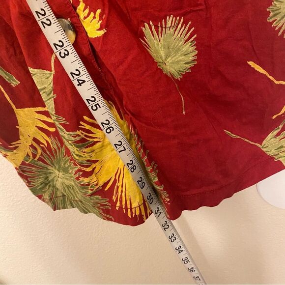 Free People Malibu tropical Island Romper jumpsuit Red cotton button front S - Picture 10 of 14